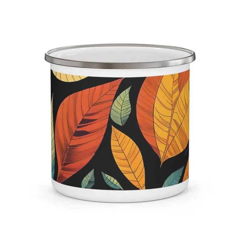 Autumn Leaves Enamel Camping Mug: Perfect for Fall Adventures - 12oz Mug