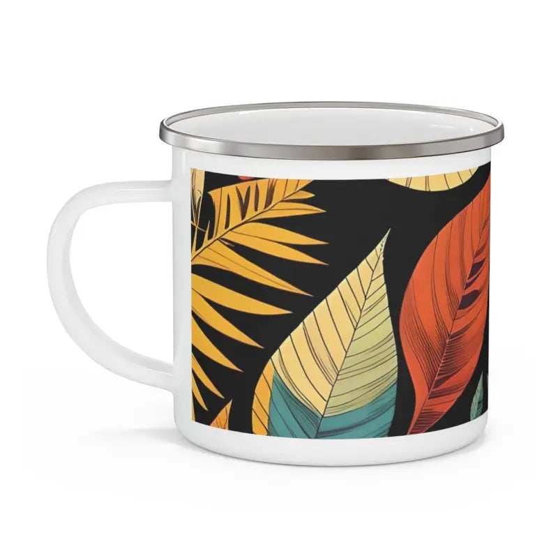 Autumn Leaves Enamel Camping Mug: Perfect for Fall Adventures - 12oz Mug