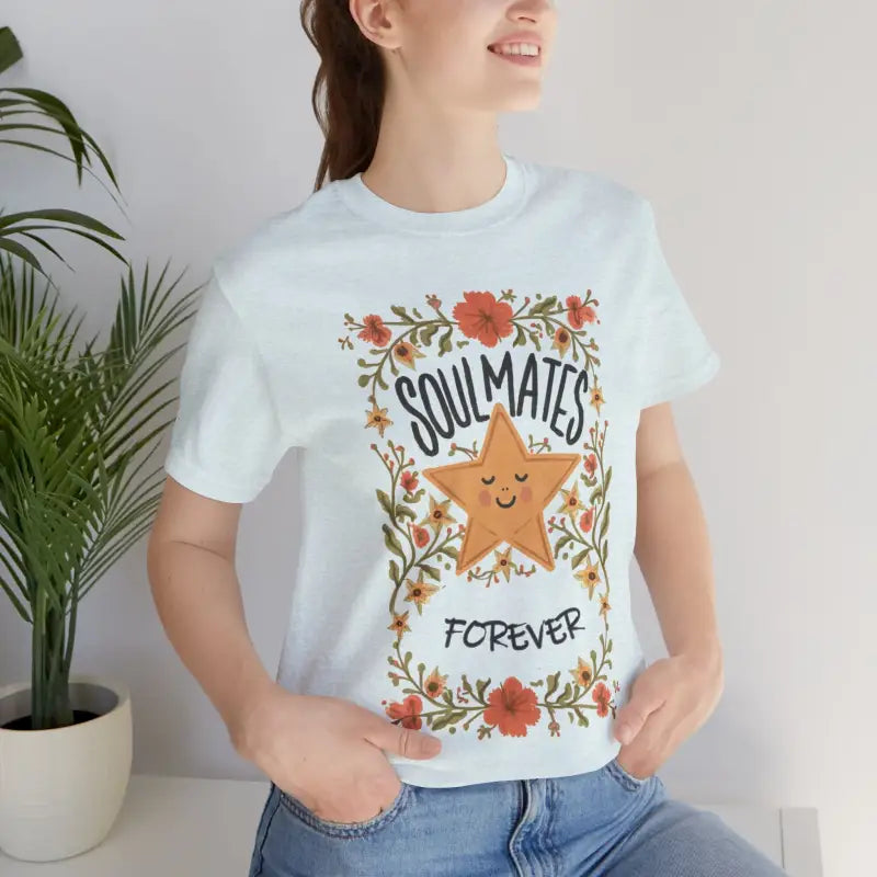 Fall in Love with the Soulmates Forever Cotton Jersey Tee - Heather Ice Blue / s T-shirt