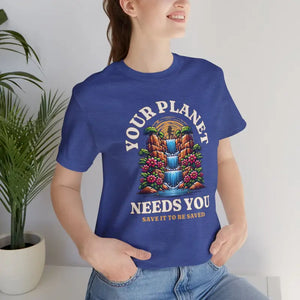 Classic Unisex Jersey Soft Cotton Save Planet Tee - Dipaliz - Heather True Royal / s - T-shirts