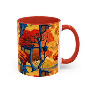 Mug - Fall Trees Coffee - Autumn 11oz Two-tone Accent - Dipaliz