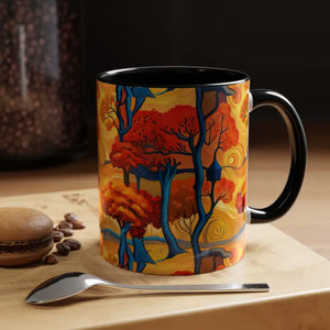 Autumn Fall Trees Coffee Mug 11oz Two Tone Accent - Dipaliz - Black / Mugs
