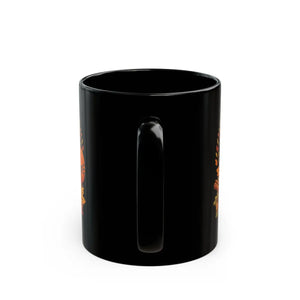 Fall Vibes Coffee Mug, Autumn Pumpkin & Leaves Black Ceramic (11oz/15oz) - Mugs