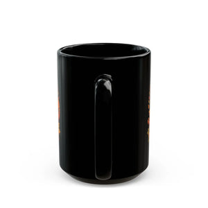 Fall Vibes Coffee Mug, Autumn Pumpkin & Leaves Black Ceramic (11oz/15oz) - Mugs