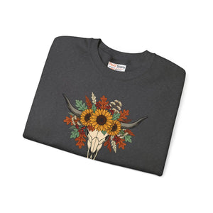 Fall Y’all Sunflower Skull Sweatshirt - Sweatshirts