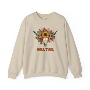 Fall Y’all Sunflower Skull Sweatshirt - Sweatshirts