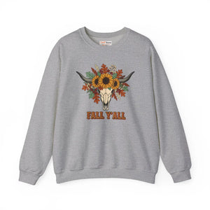 Fall Y’all Sunflower Skull Sweatshirt - Sweatshirts