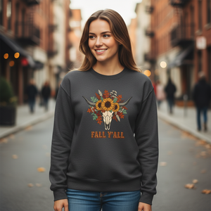 Fall Y'all Sunflower Skull Sweatshirt