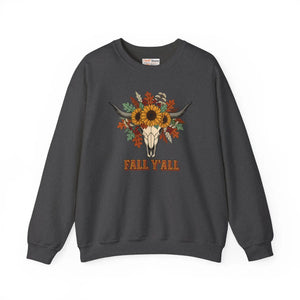 Fall Y’all Sunflower Skull Sweatshirt - Sweatshirts