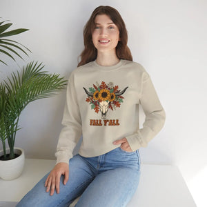 Fall Y’all Sunflower Skull Sweatshirt - Sweatshirts
