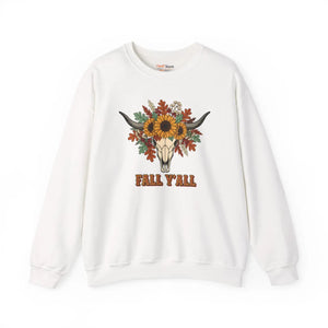 Fall Y’all Sunflower Skull Sweatshirt - Sweatshirts