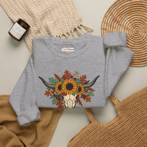 Fall Y’all Sunflower Skull Sweatshirt - Sweatshirts