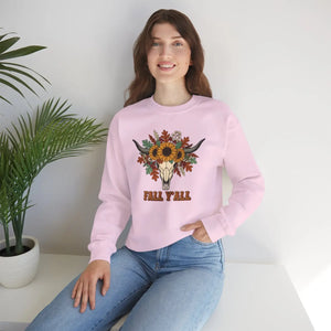Fall Y’all Sunflower Skull Sweatshirt - Sweatshirts