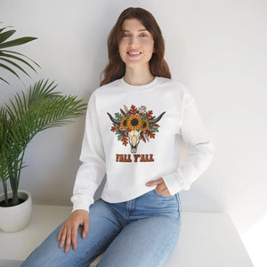 Fall Y’all Sunflower Skull Sweatshirt - Sweatshirts