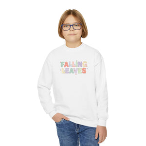 Falling Leaves Youth Crewneck Sweatshirt, Colorful Autumn Graphic Pullover - Sweatshirts
