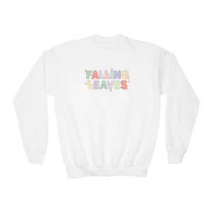 Falling Leaves Youth Crewneck Sweatshirt, Colorful Autumn Graphic Pullover - Sweatshirts