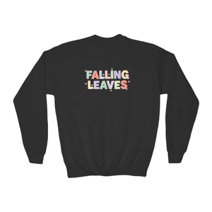 Falling Leaves Youth Crewneck Sweatshirt, Colorful Autumn Graphic Pullover - Sweatshirts