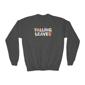 Falling Leaves Youth Crewneck Sweatshirt, Colorful Autumn Graphic Pullover - Sweatshirts