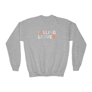 Falling Leaves Youth Crewneck Sweatshirt, Colorful Autumn Graphic Pullover - Sweatshirts
