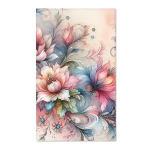 Floral Area Rug - Polyester Chenille Watercolor Style - Dipaliz - 36’’ × 60’’ - Rugs