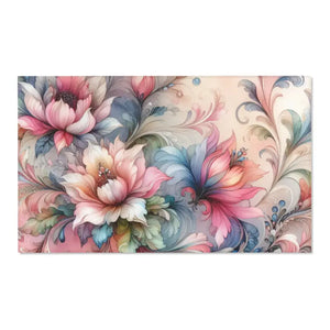 Floral Area Rug - Polyester Chenille Watercolor Style - Dipaliz - 60’’ × 36’’ - Rugs