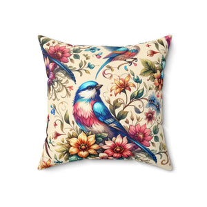 Spun Polyester Square Pillow - Floral Feather Elegance - Dipaliz - 18’’ × - Throw Pillows