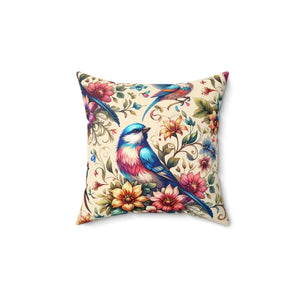 Spun Polyester Square Pillow - Floral Feather Elegance - Dipaliz - Throw Pillows