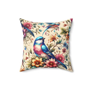 Spun Polyester Square Pillow - Floral Feather Elegance - Dipaliz - Throw Pillows