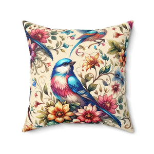 Spun Polyester Square Pillow - Floral Feather Elegance - Dipaliz - Throw Pillows