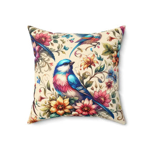 Spun Polyester Square Pillow - Floral Feather Elegance - Dipaliz - Throw Pillows