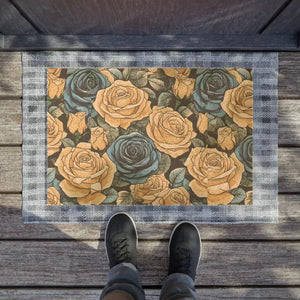 Rose Flowers Tufted Coir Coconut Doormat - Vibrant Welcome - Dipaliz - 24’’ x 16’’ - Door Mats