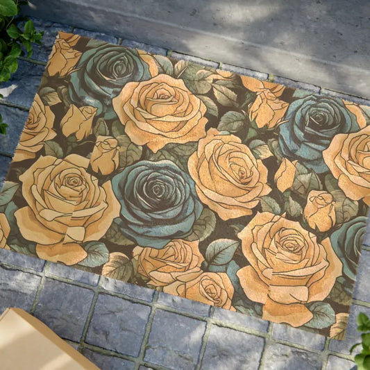 Welcome Guests with a Rose Flowers Tufted Coir Doormat - 24’’ x 16’’ Home Decor