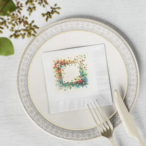 White Coined Napkins - Elegant Table Decor - Dipaliz - 4.8’’ x / 100 Pcs - Paper