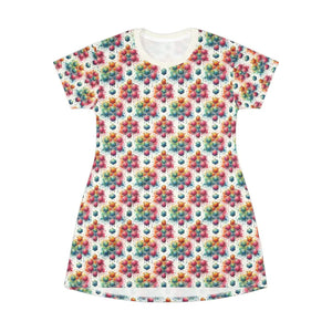 Shirt Dress - Geometrical Colorful Pattern T-shirt Style - Dipaliz - T-shirts