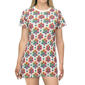 Shirt Dress - Geometrical Colorful Pattern T-shirt Style - Dipaliz - Xs - T-shirts