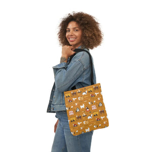 Playful Farm Animals Canvas Tote - 5-color Straps - Dipaliz - Shopping Totes