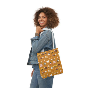 Playful Farm Animals Canvas Tote - 5-color Straps - Dipaliz - Shopping Totes