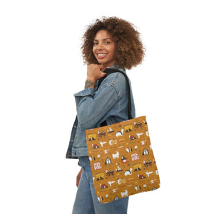 Playful Farm Animals Canvas Tote - 5-color Straps - Dipaliz - Shopping Totes