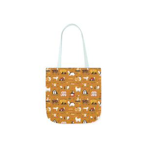 Playful Farm Animals Canvas Tote - 5-color Straps - Dipaliz - Shopping Totes