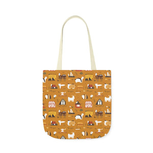 Playful Farm Animals Canvas Tote - 5-color Straps - Dipaliz - Shopping Totes