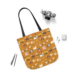 Playful Farm Animals Canvas Tote - 5-color Straps - Dipaliz - Shopping Totes