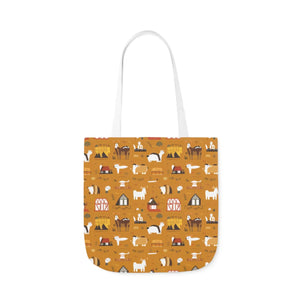 Playful Farm Animals Canvas Tote - 5-color Straps - Dipaliz - Shopping Totes