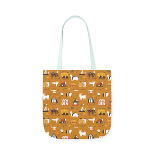 Playful Farm Animals Canvas Tote - 5-color Straps - Dipaliz - Shopping Totes