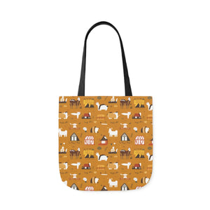 Playful Farm Animals Canvas Tote - 5-color Straps - Dipaliz - Shopping Totes