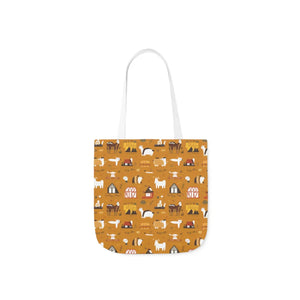 Playful Farm Animals Canvas Tote - 5-color Straps - Dipaliz - Shopping Totes