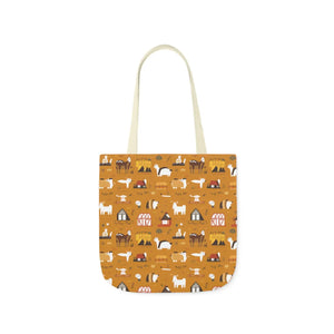 Playful Farm Animals Canvas Tote - 5-color Straps - Dipaliz - Shopping Totes