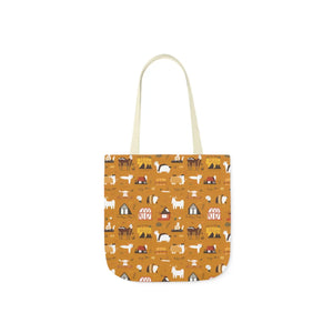 Playful Farm Animals Canvas Tote - 5-color Straps - Dipaliz - Shopping Totes