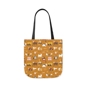 Playful Farm Animals Canvas Tote - 5-color Straps - Dipaliz - Shopping Totes