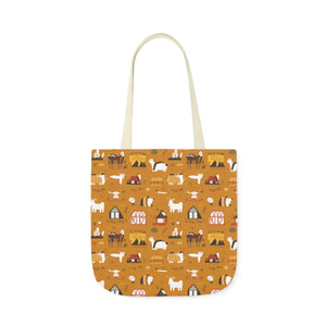 Playful Farm Animals Canvas Tote - 5-color Straps - Dipaliz - Shopping Totes