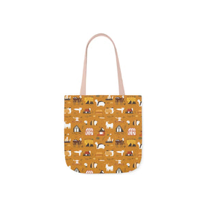 Playful Farm Animals Canvas Tote - 5-color Straps - Dipaliz - Shopping Totes